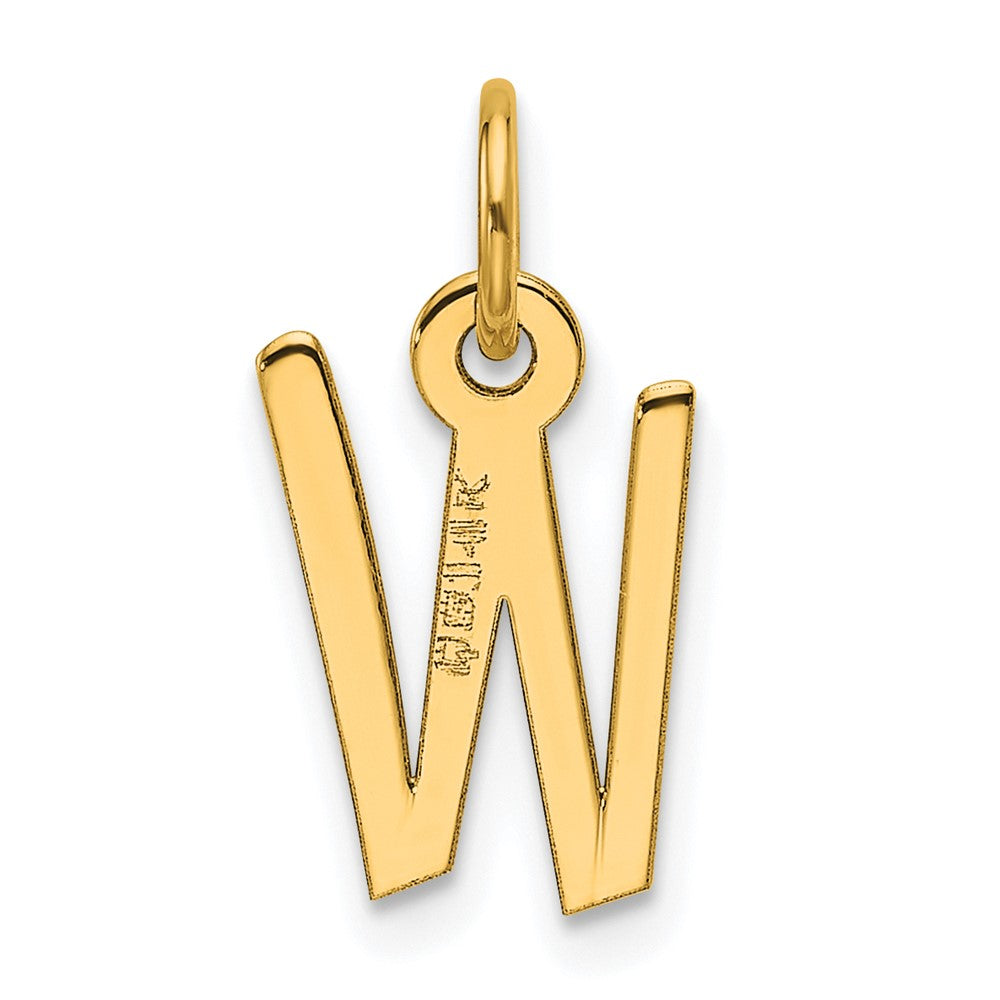 14K Slanted Block Letter W Initial Charm