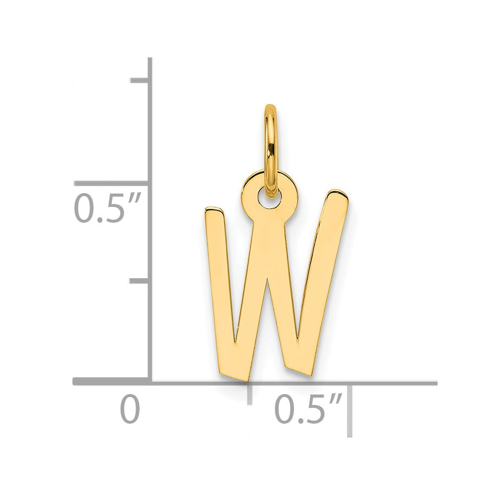 14K Slanted Block Letter W Initial Charm