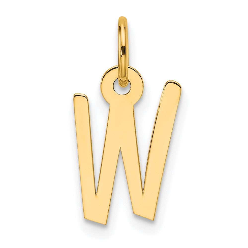 14K Slanted Block Letter W Initial Charm