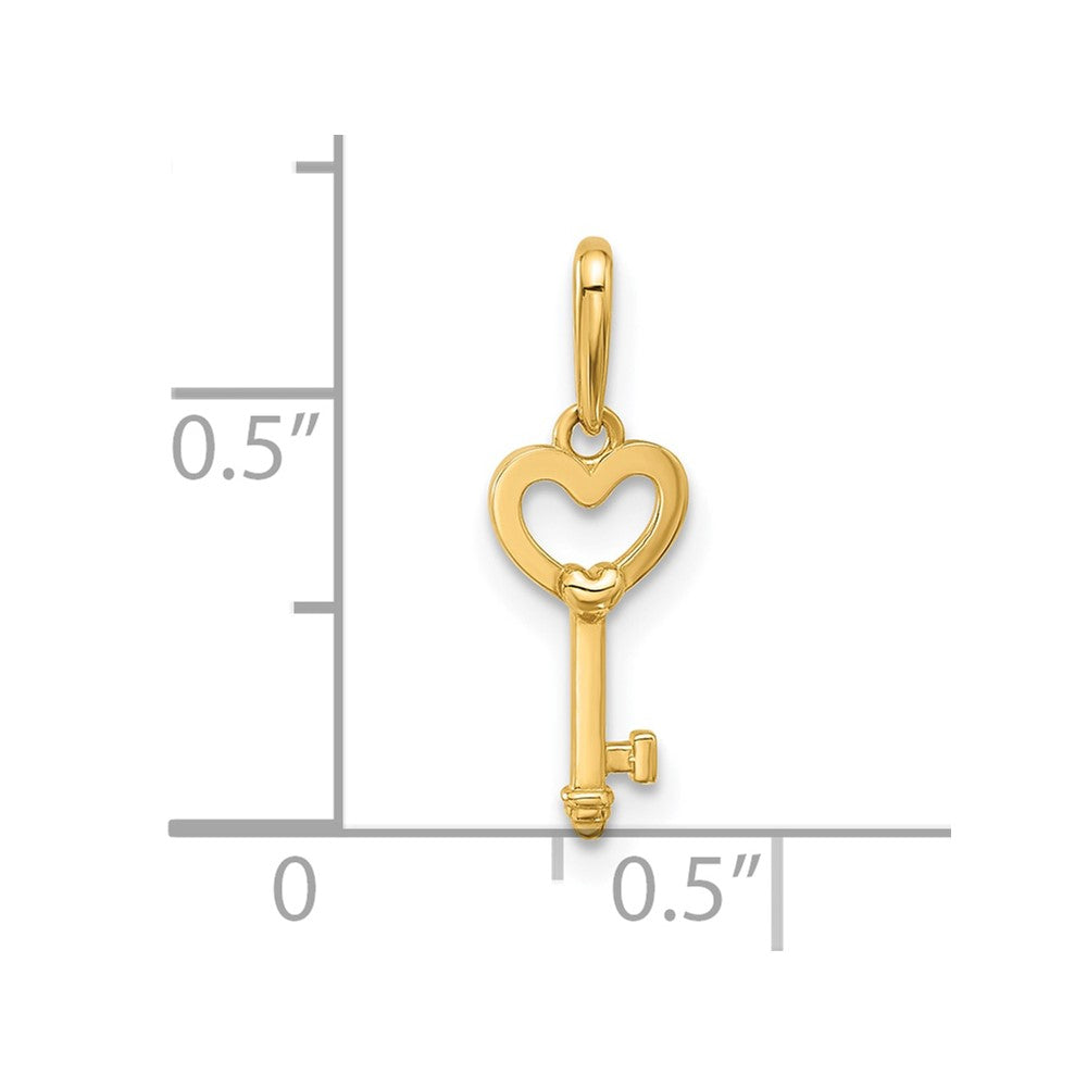 14k Polished Heart Key Pendant