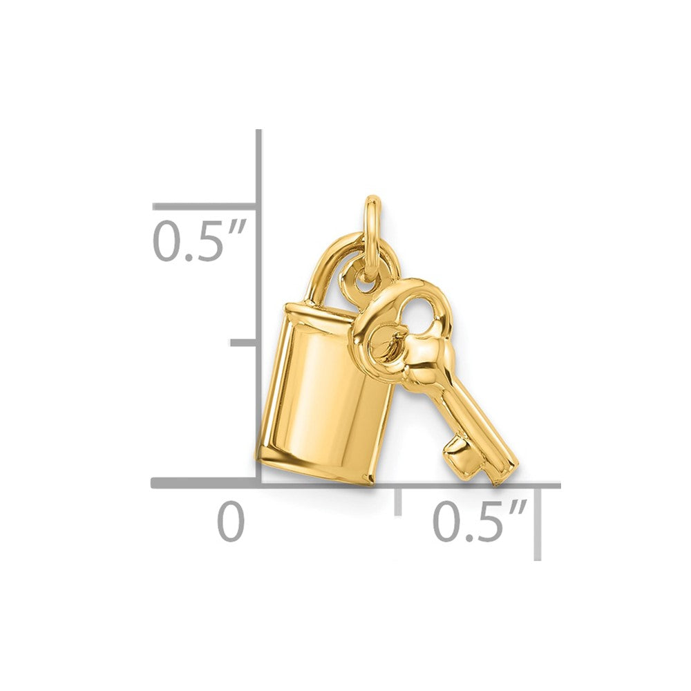 14K Polished Lock and Key Pendant