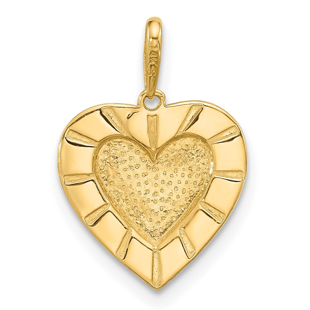 14K Textured Heart Pendant