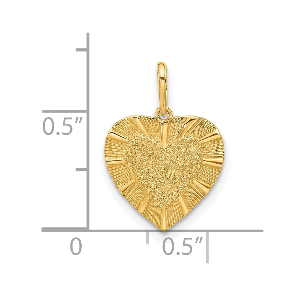 14K Textured Heart Pendant
