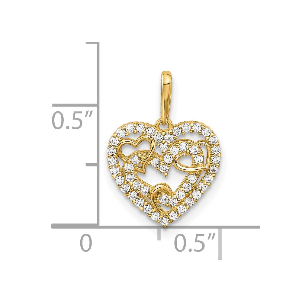 14k Polished CZ Heart Pendant