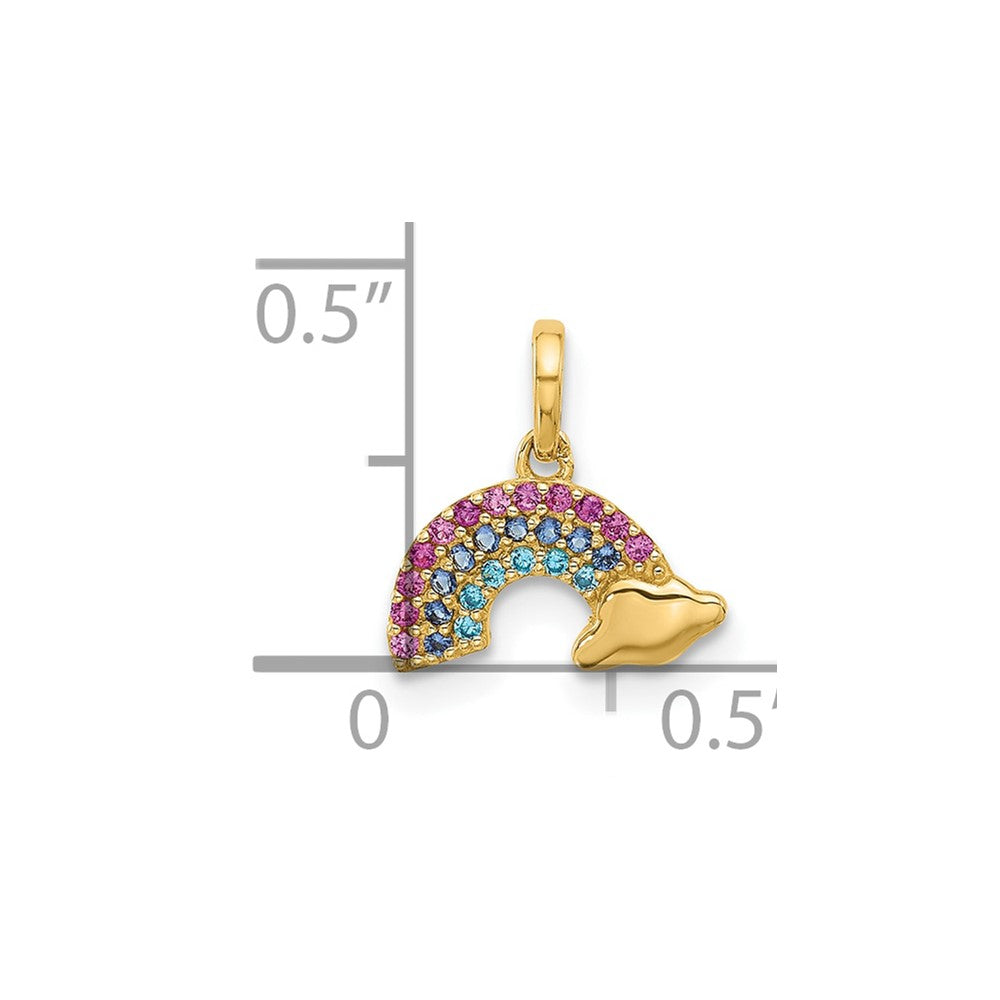 14K Polished Multi-color CZ Rainbow Pendant