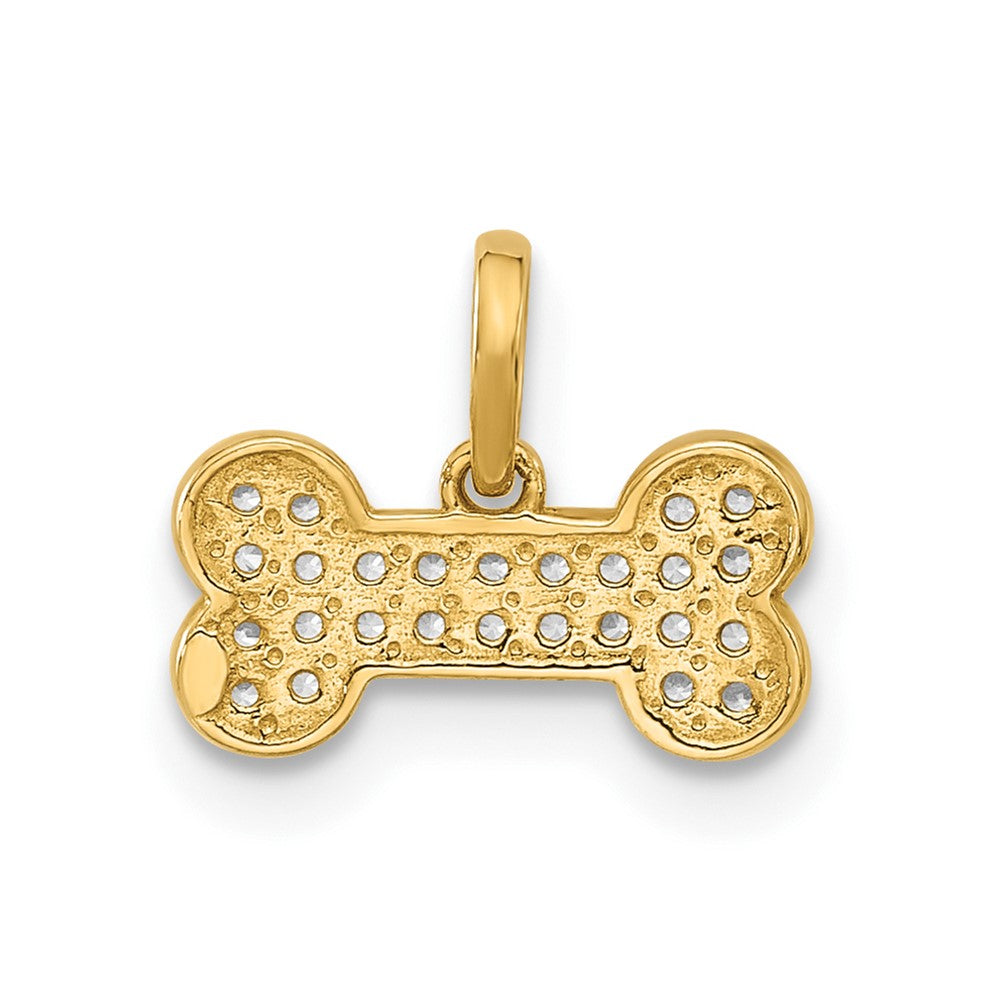 14K Polished CZ Dog Bone Pendant