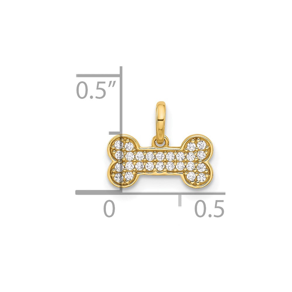 14K Polished CZ Dog Bone Pendant