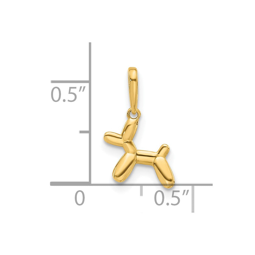 14K Polished 3D Balloon Puppy Pendant Charm