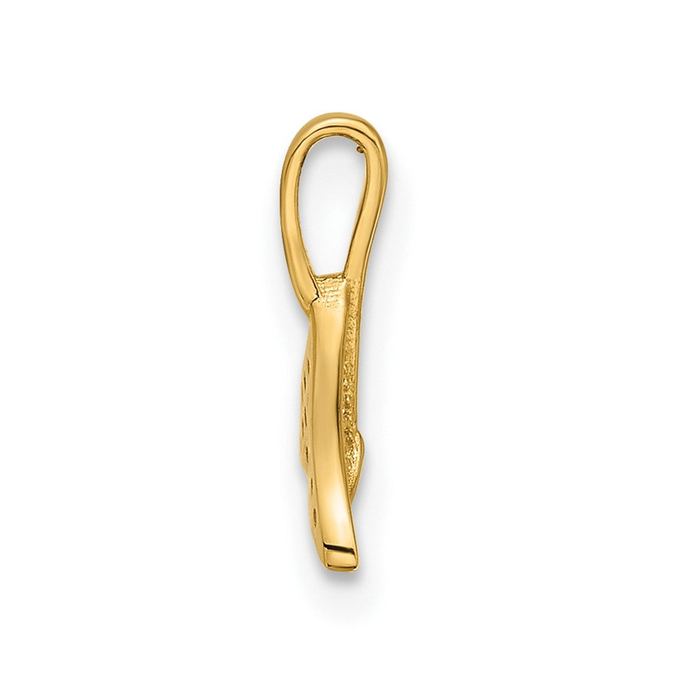 14k Polished CZ Whale Tail Pendant