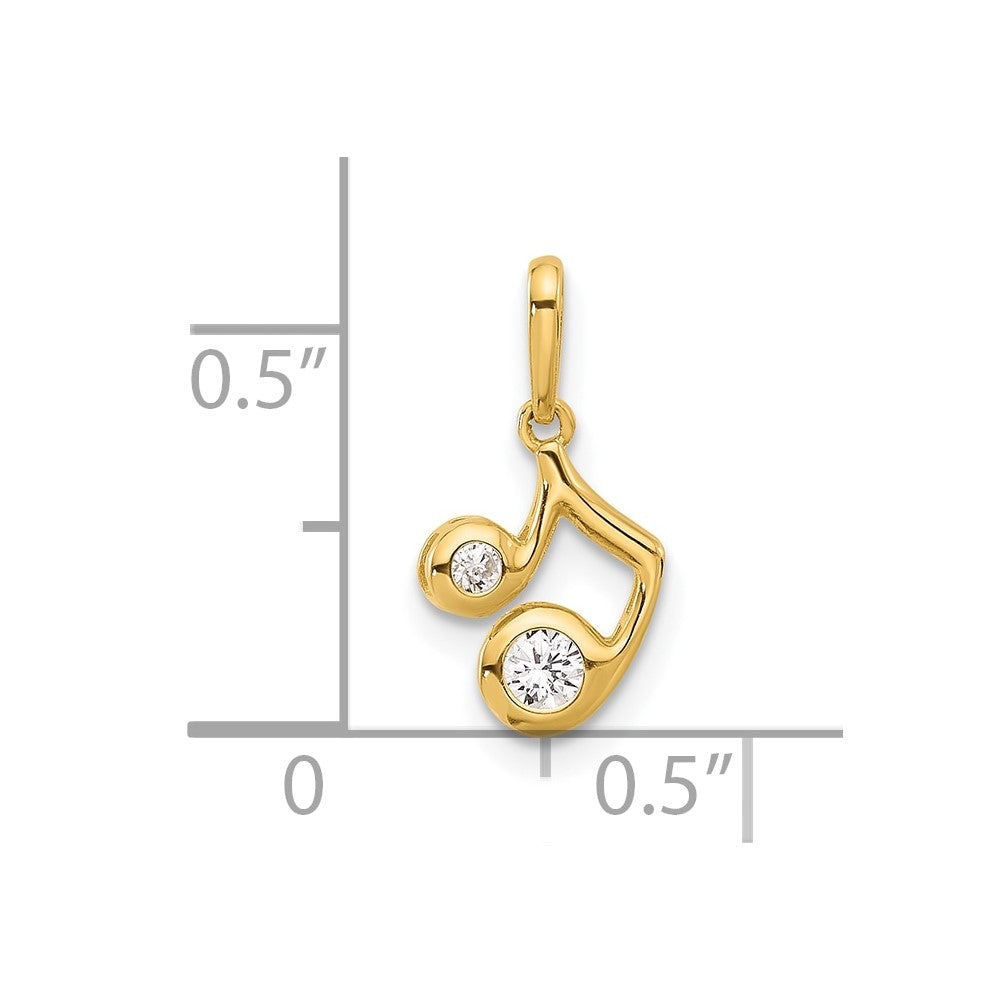 14K Polished CZ Music Note Pendant