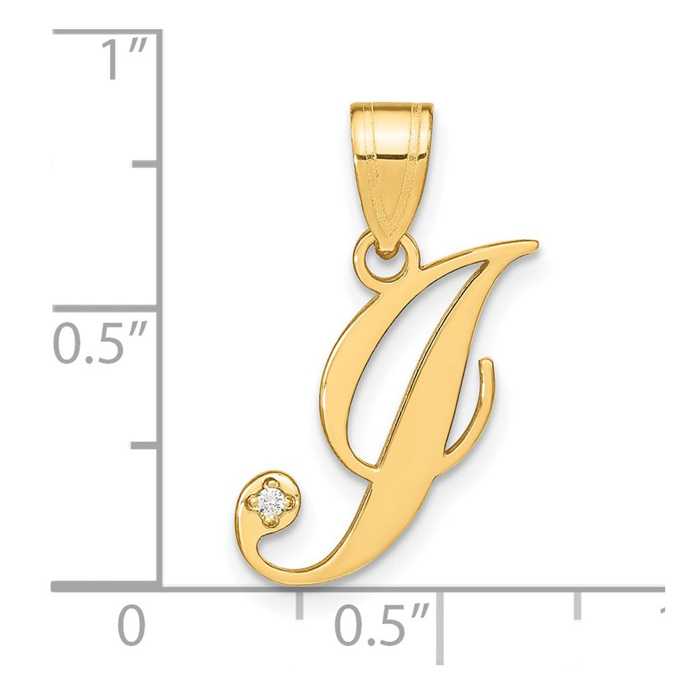 14KY Script Letter J Initial Pendant with Diamond