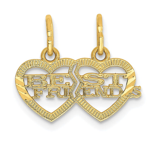 14k Double Heart BEST FRIENDS Break-apart Charm