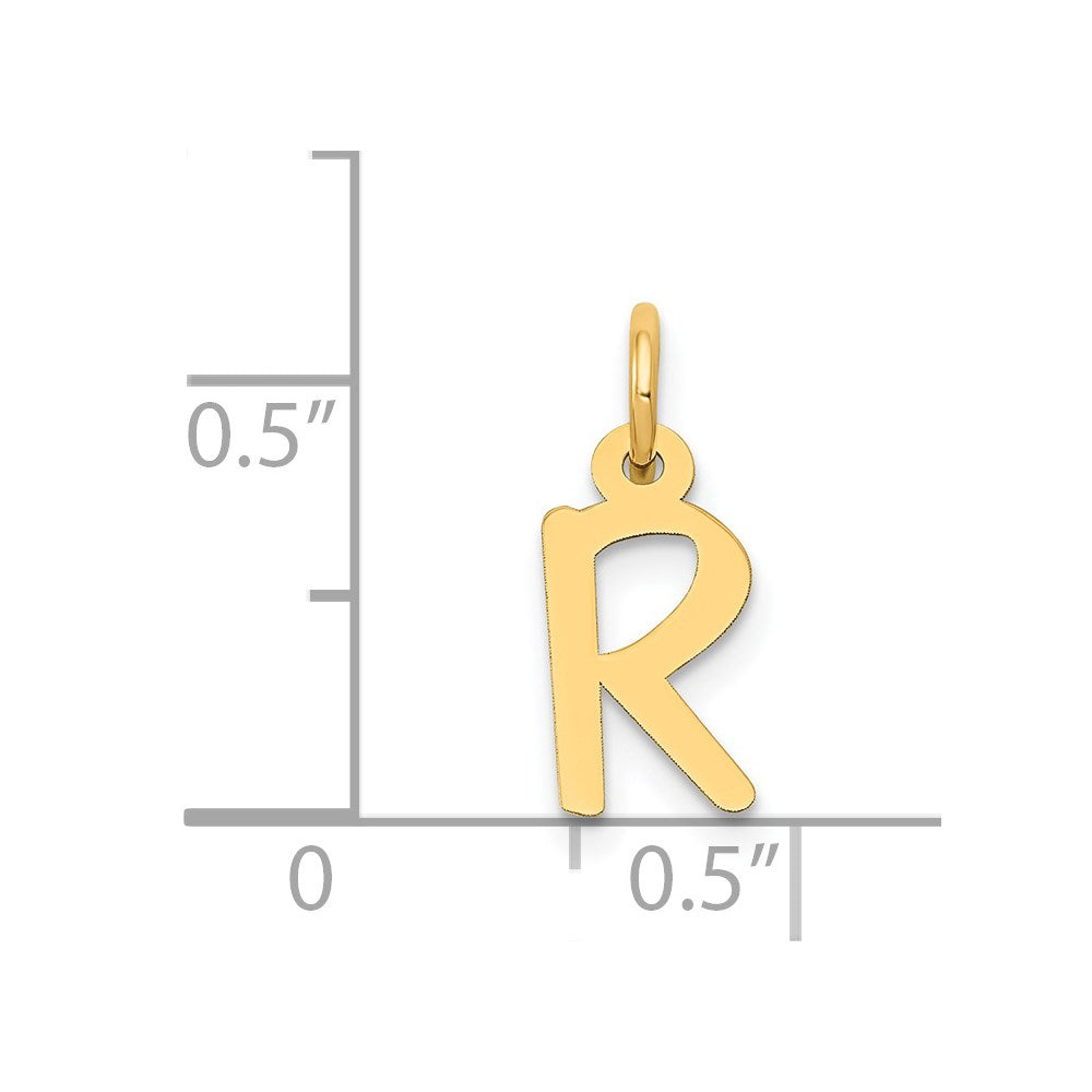 14k Small Slanted Block Letter R Initial Charm