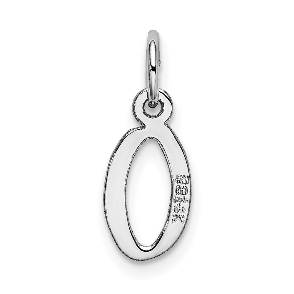14K White Gold Small Slanted Block Letter O Initial Charm