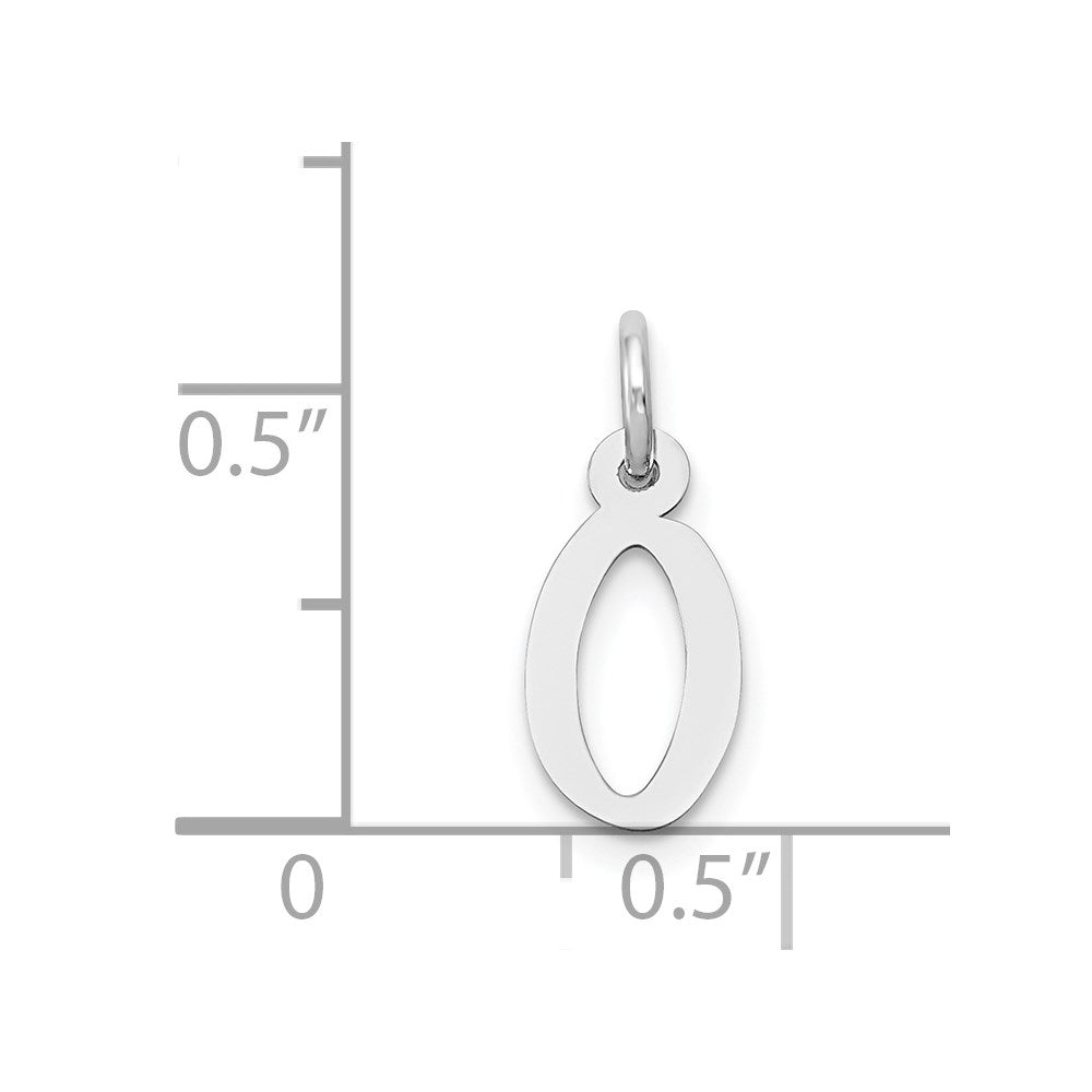 14K White Gold Small Slanted Block Letter O Initial Charm