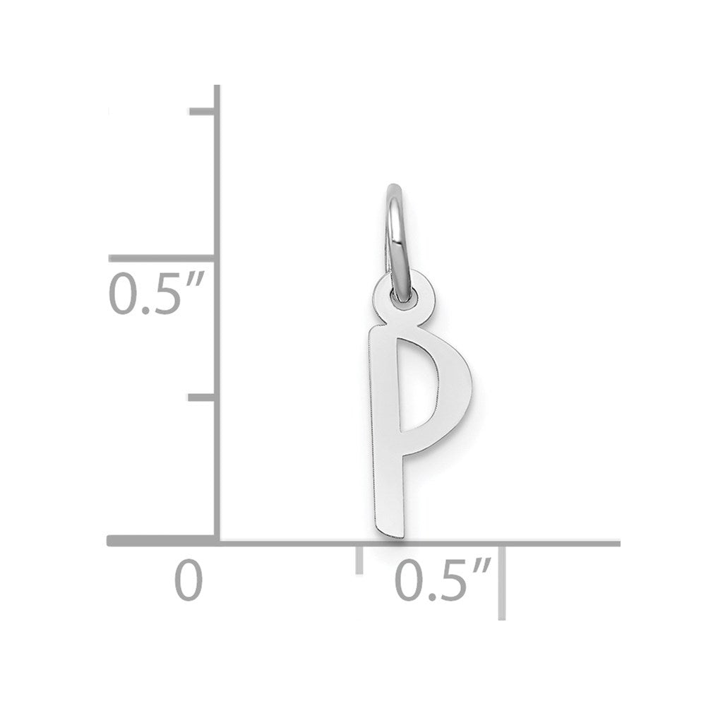 14K White Gold Small Slanted Block Letter P Initial Charm