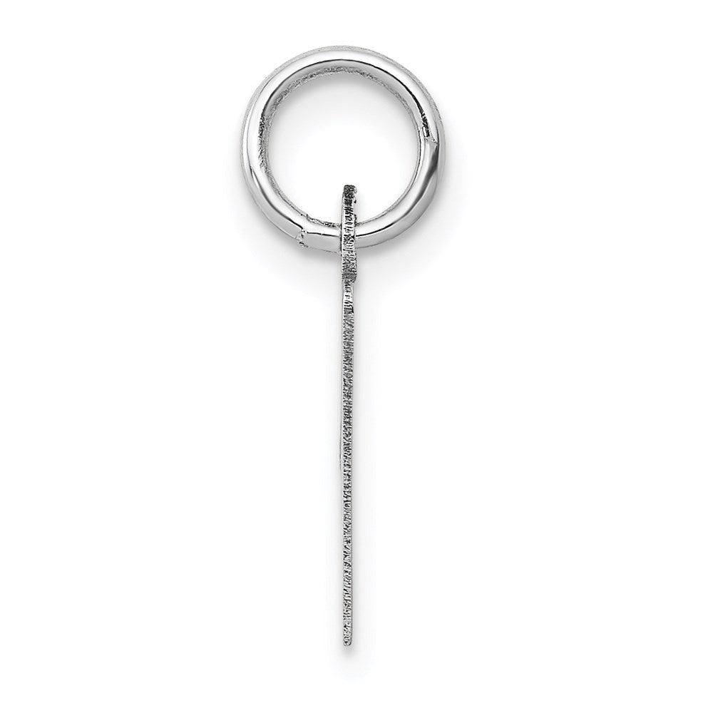 14K White Gold Small Slanted Block Letter V Initial Charm