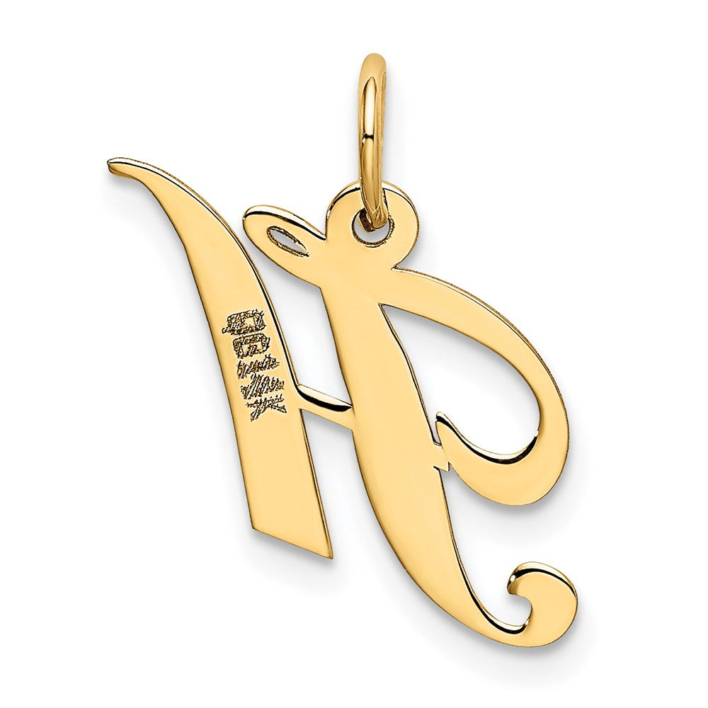 14K Small Fancy Script Letter H Initial Charm