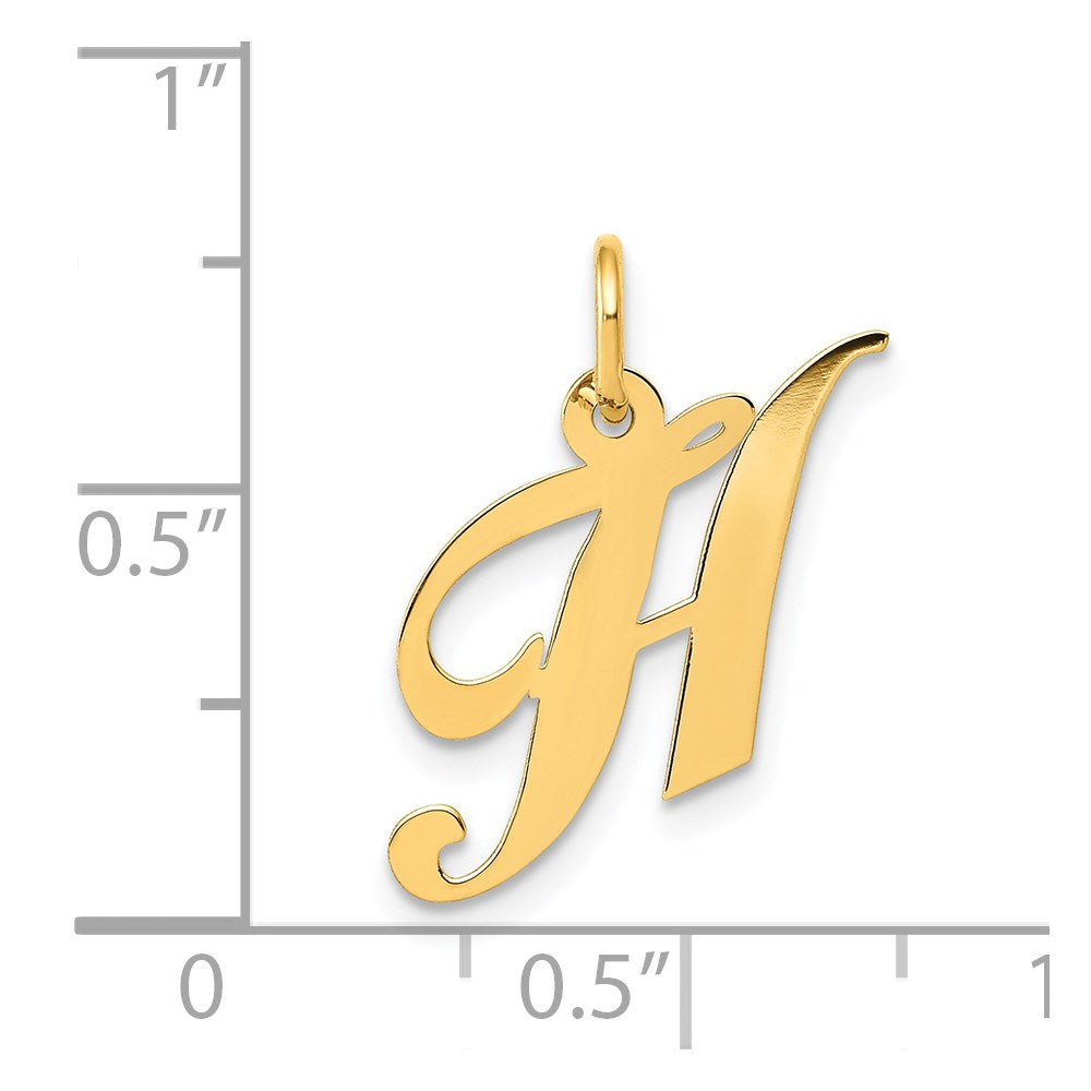 14K Small Fancy Script Letter H Initial Charm