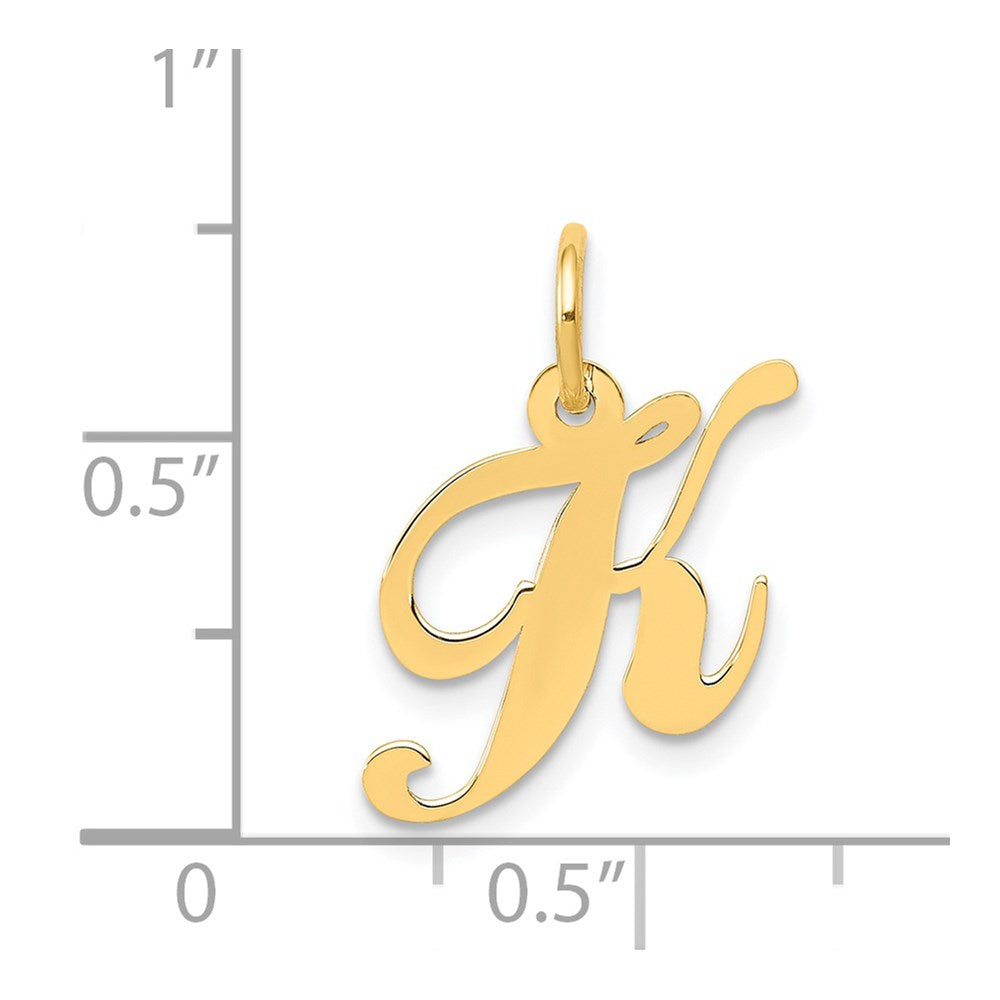 14K Small Fancy Script Letter K Initial Charm