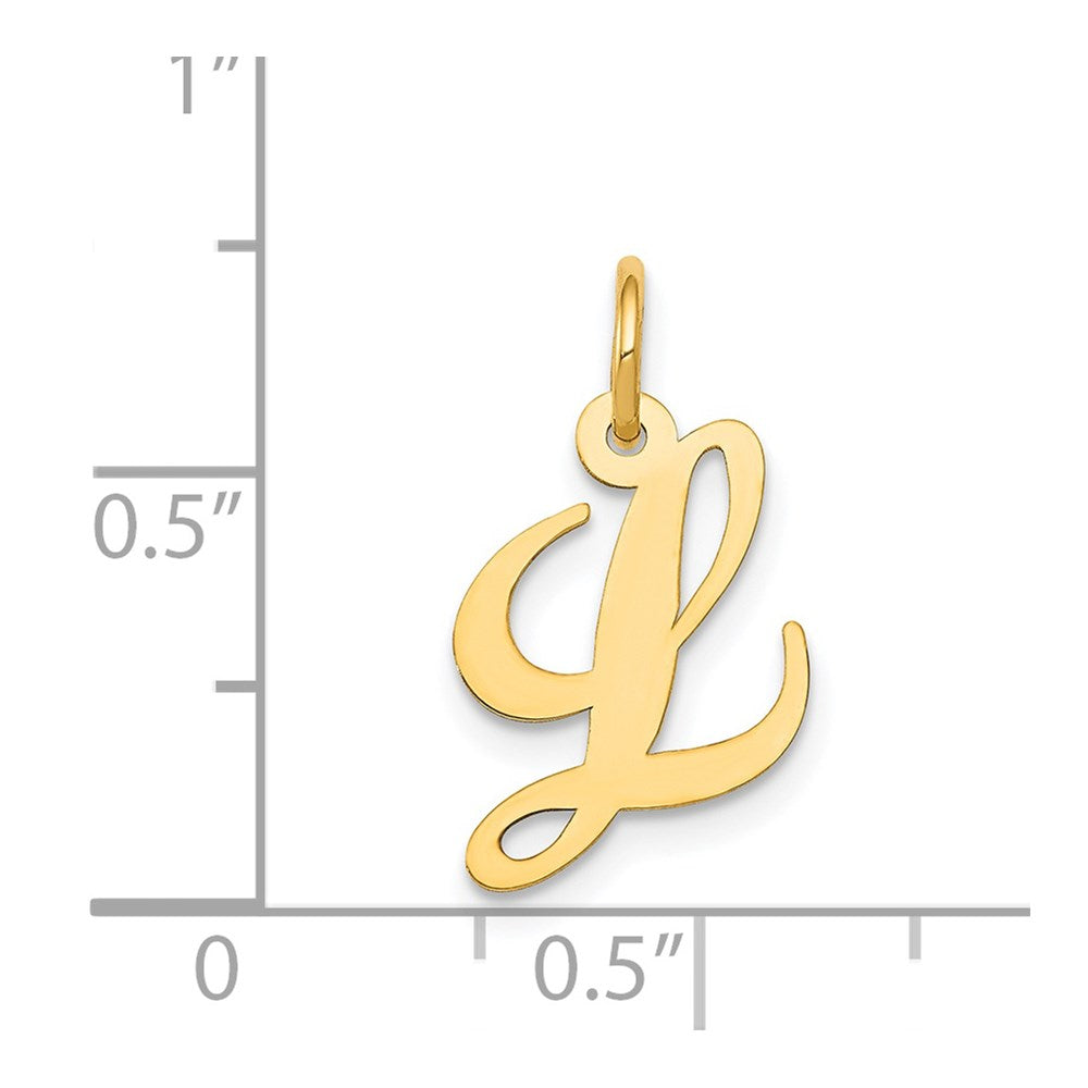 14K Small Fancy Script Letter L Initial Charm