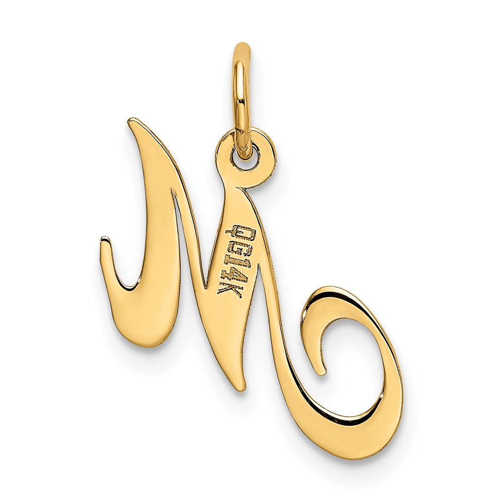 14K Small Fancy Script Letter M Initial Charm