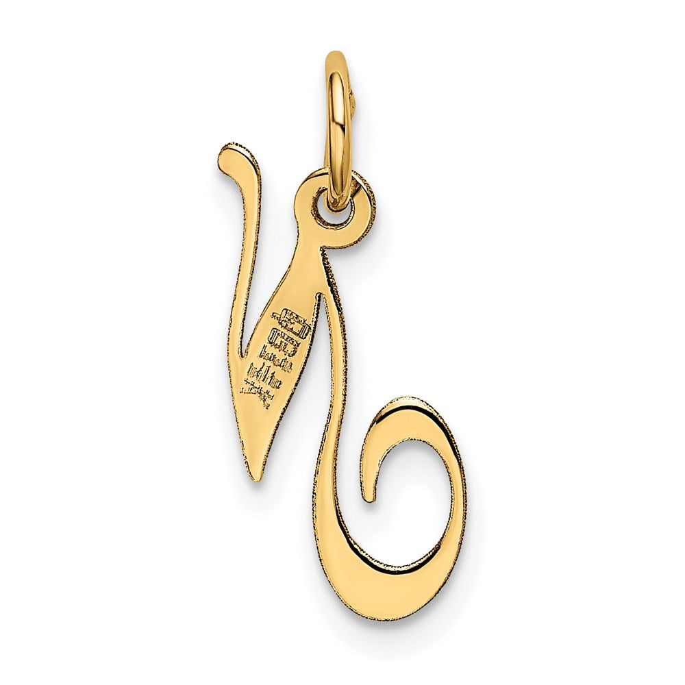 14K Small Fancy Script Letter N Initial Charm