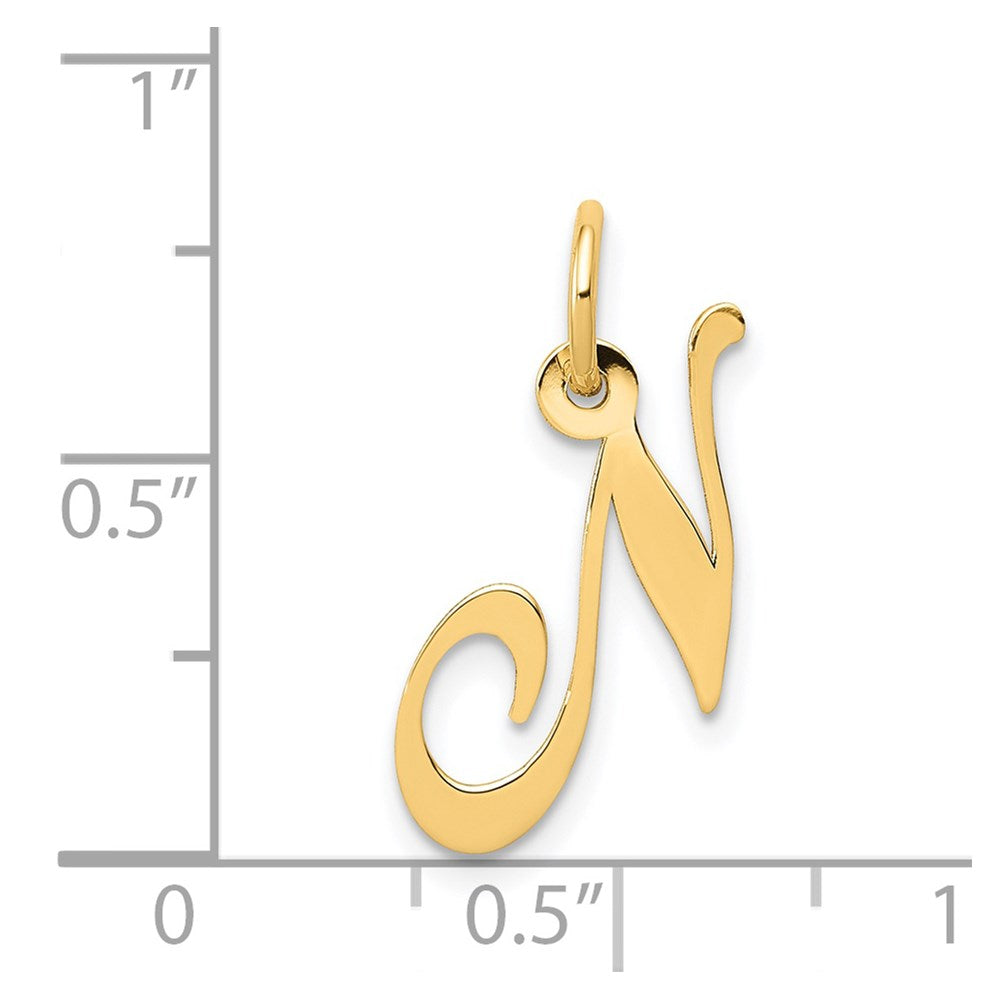 14K Small Fancy Script Letter N Initial Charm