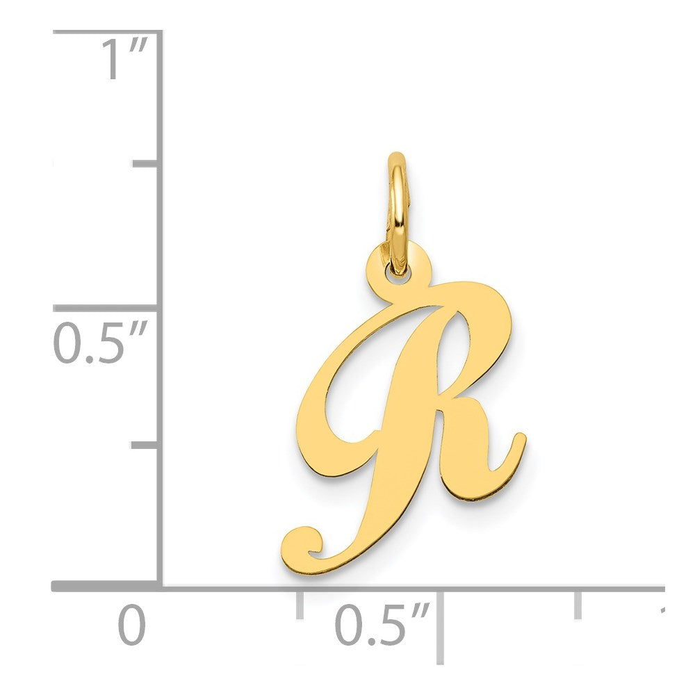 14K Small Fancy Script Letter R Initial Charm