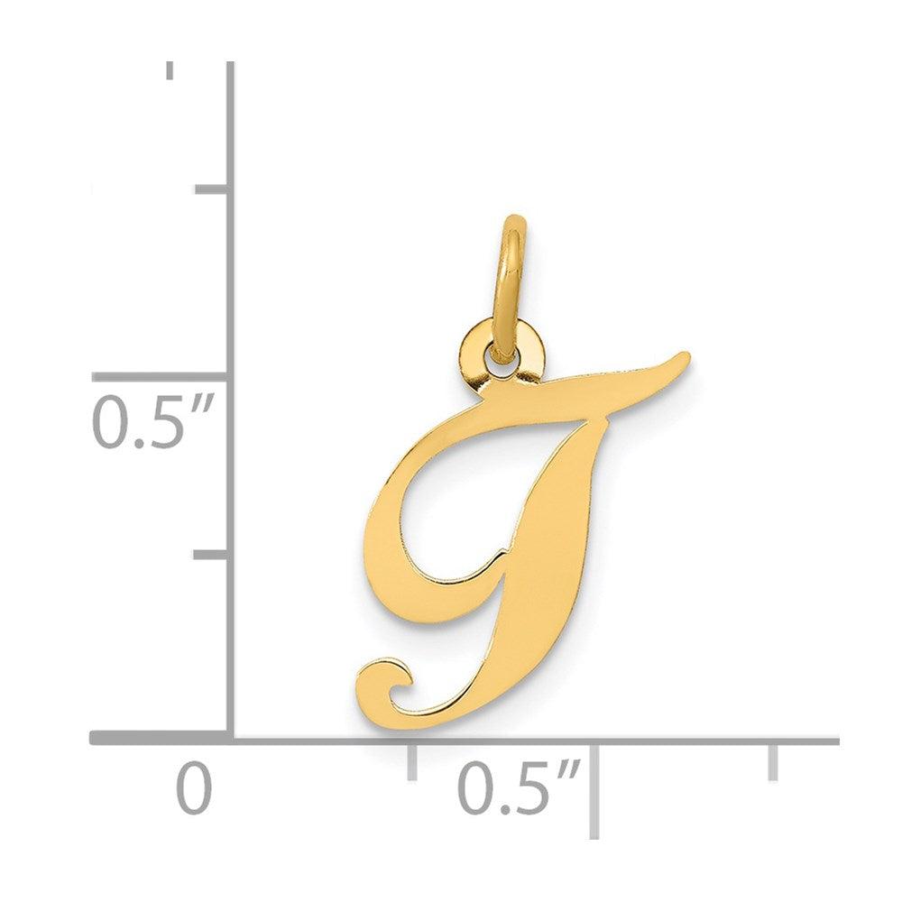 14K Small Fancy Script Letter T Initial Charm