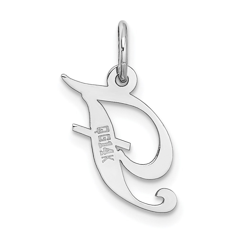 14k White Gold Small Fancy Script Letter F Initial Charm