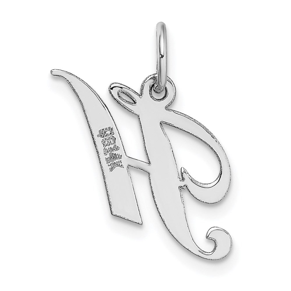 14k White Gold Small Fancy Script Letter H Initial Charm