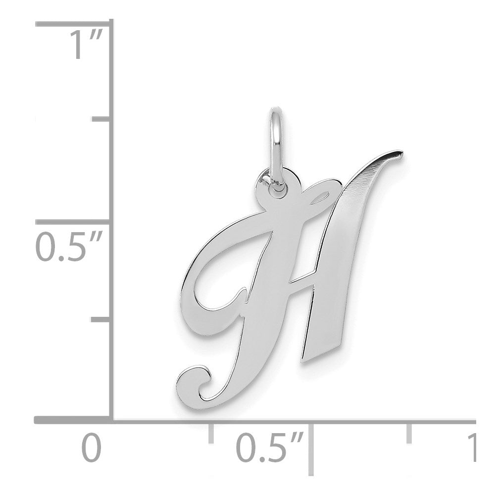 14k White Gold Small Fancy Script Letter H Initial Charm