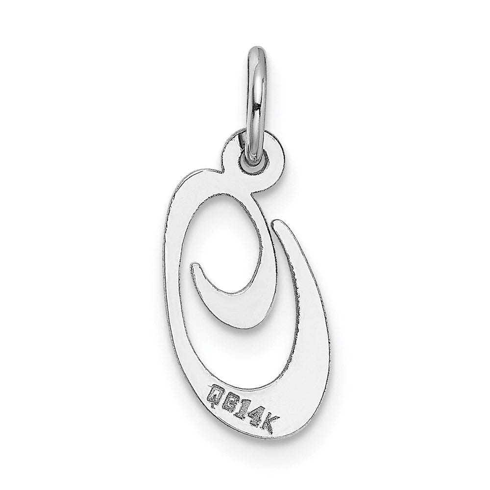 14k White Gold Small Fancy Script Letter O Initial Charm
