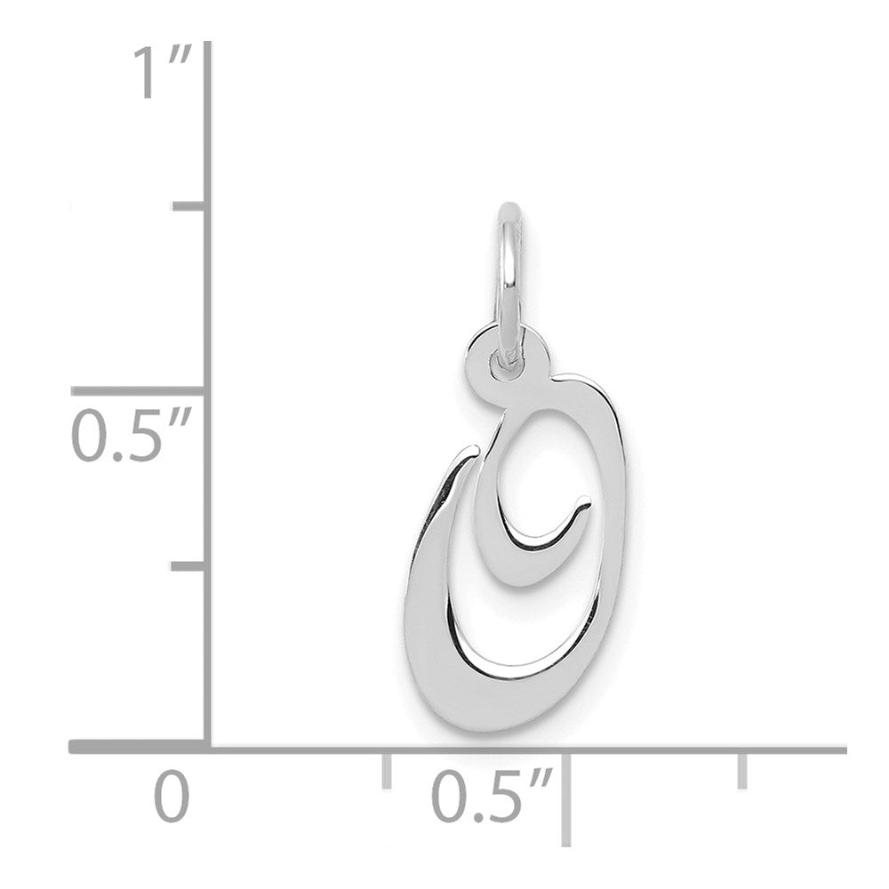 14k White Gold Small Fancy Script Letter O Initial Charm
