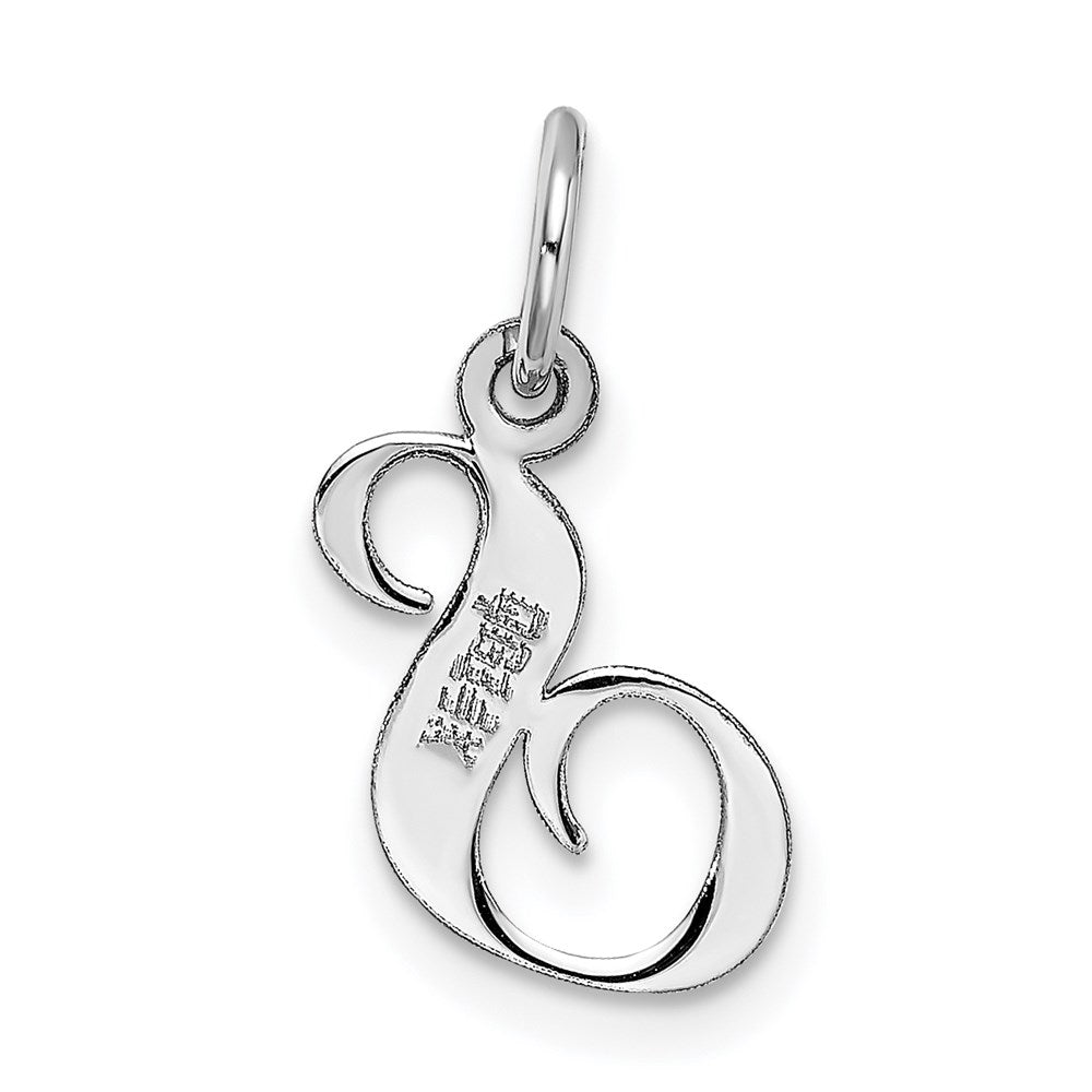 14k White Gold Small Fancy Script Letter S Initial Charm