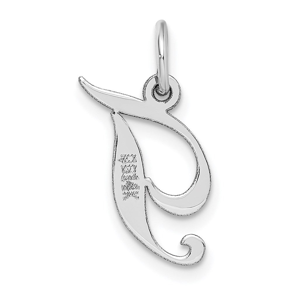 14k White Gold Small Fancy Script Letter T Initial Charm