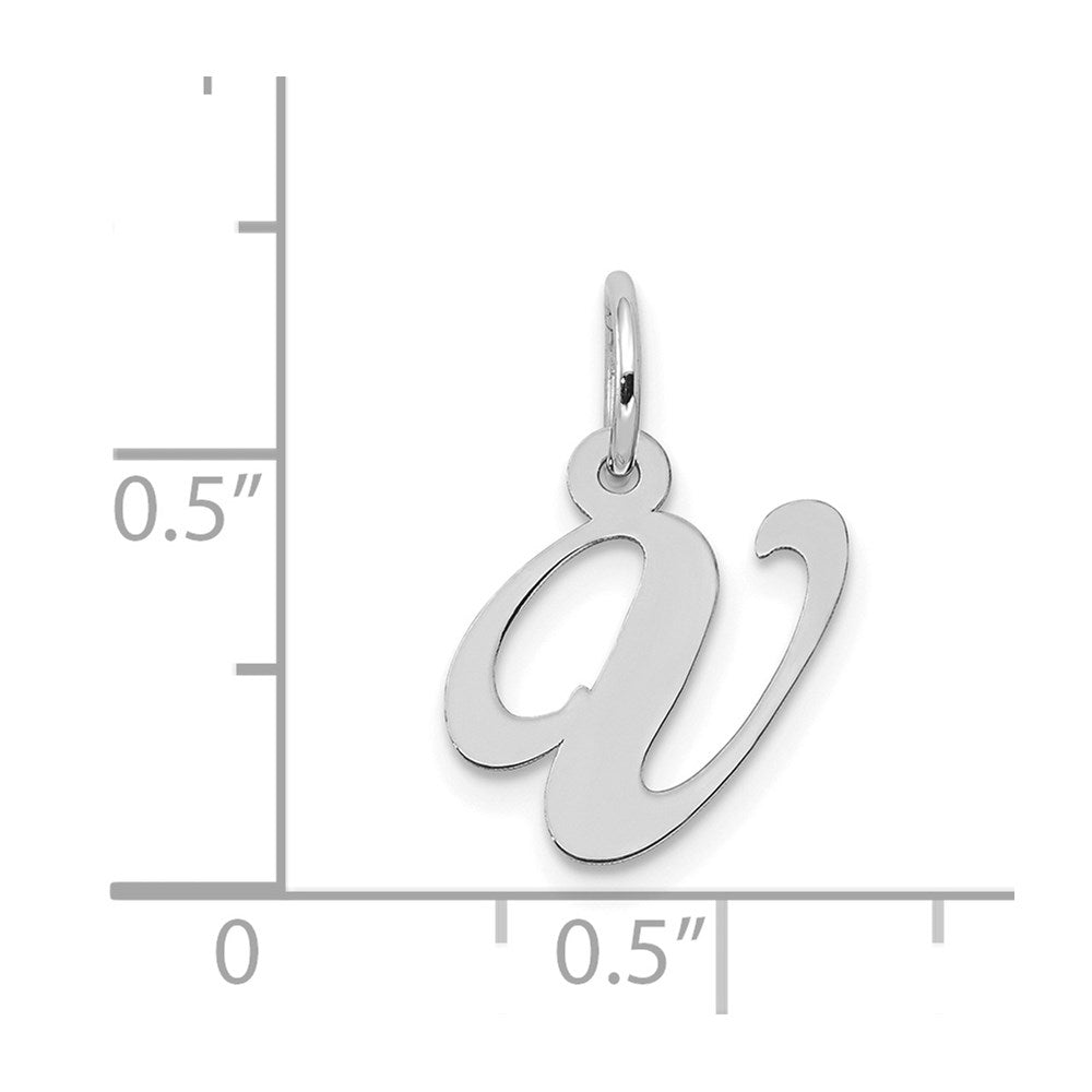 14k White Gold Small Fancy Script Letter V Initial Charm