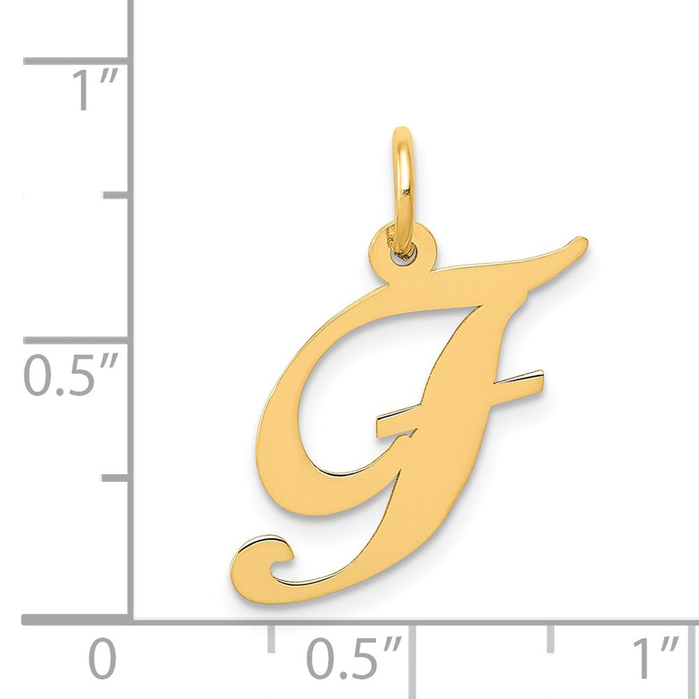 14K Medium Fancy Script Letter F Initial Charm