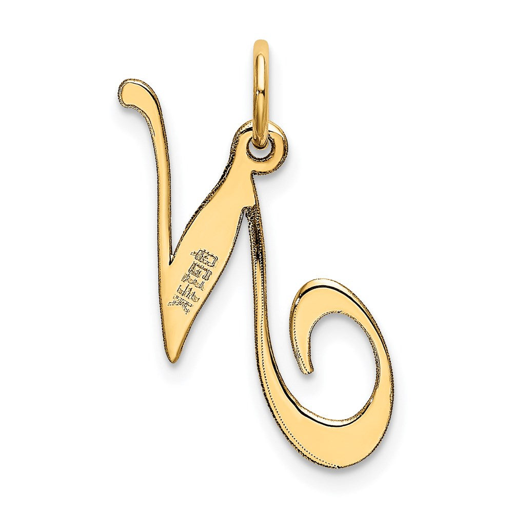 14K Medium Fancy Script Letter N Initial Charm