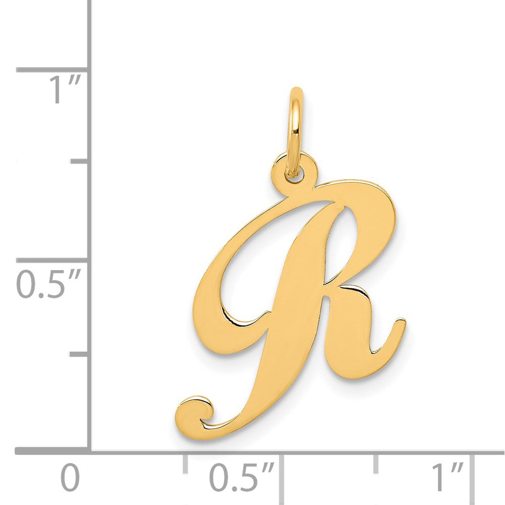 14K Medium Fancy Script Letter R Initial Charm