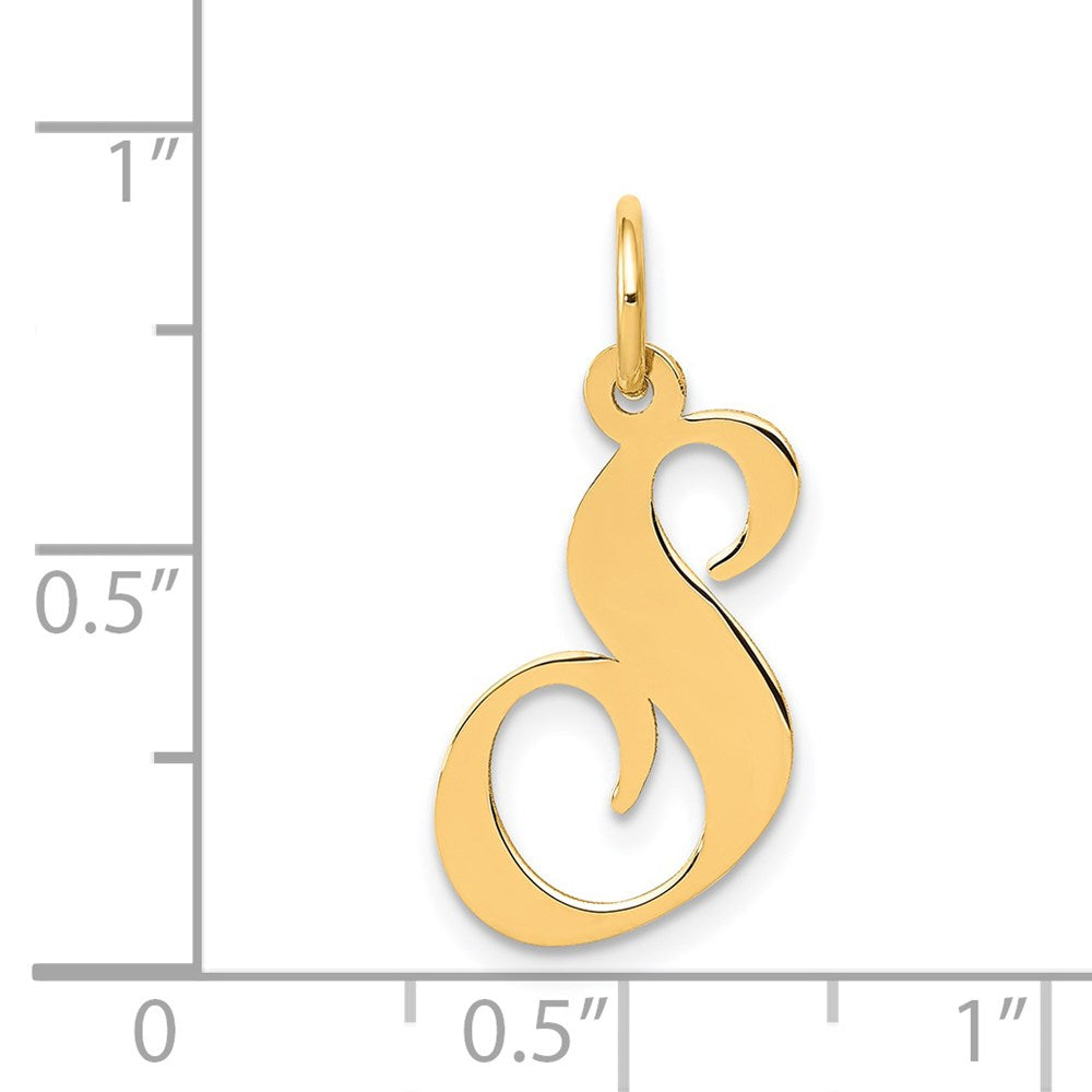 14K Medium Fancy Script Letter S Initial Charm