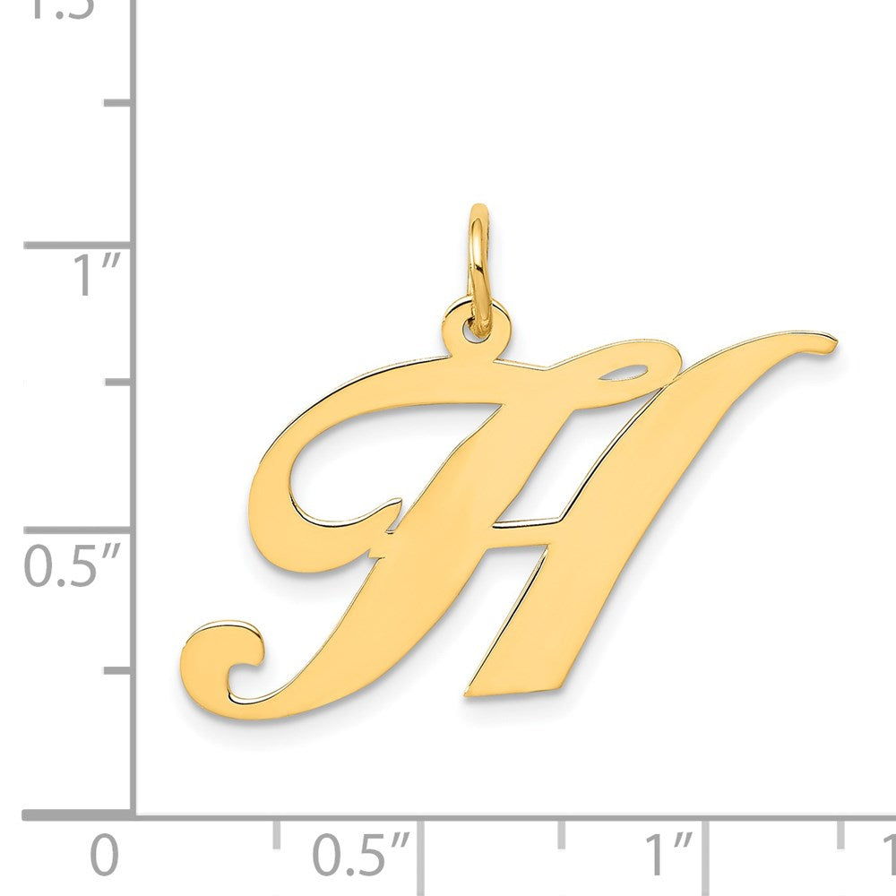 14k Large Fancy Script Letter H Initial Charm