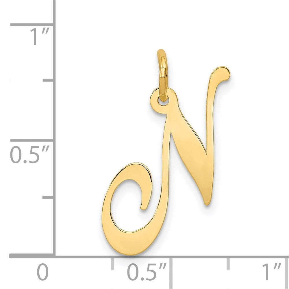 14k Large Fancy Script Letter N Initial Charm