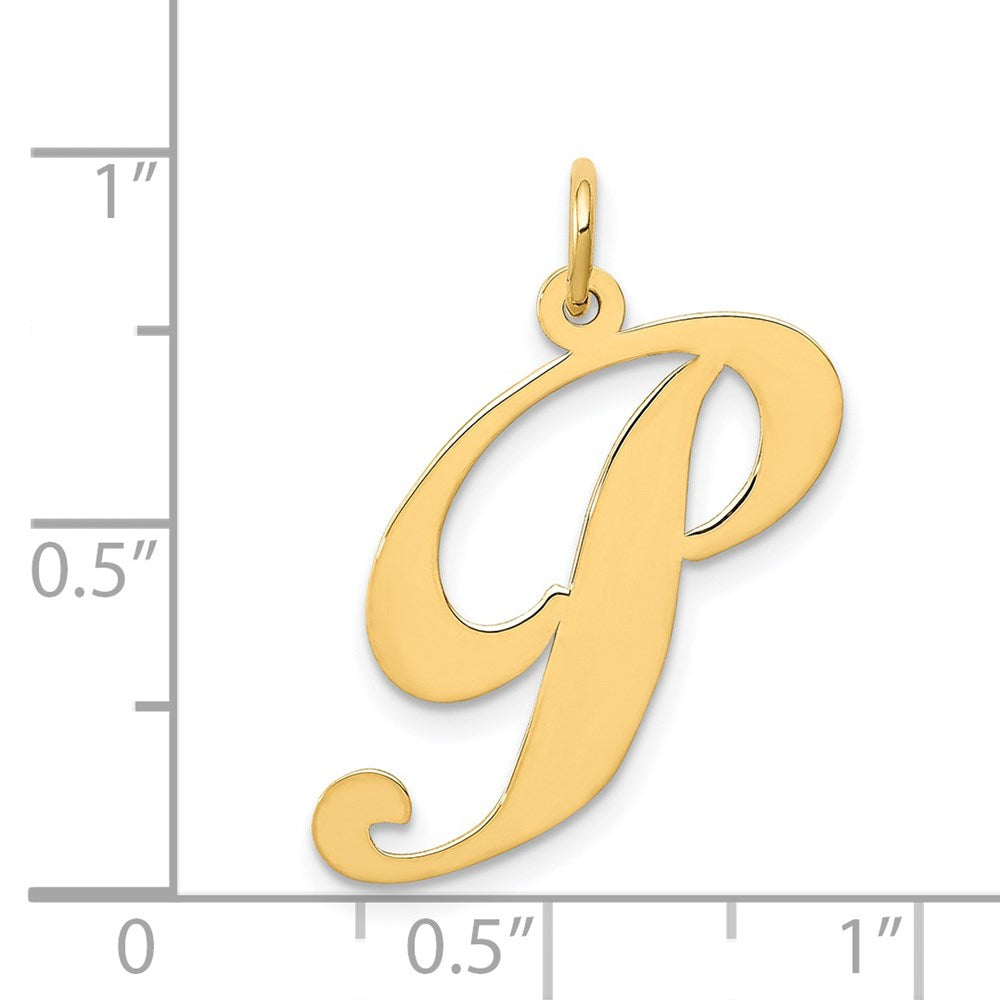 14k Large Fancy Script Letter P Initial Charm