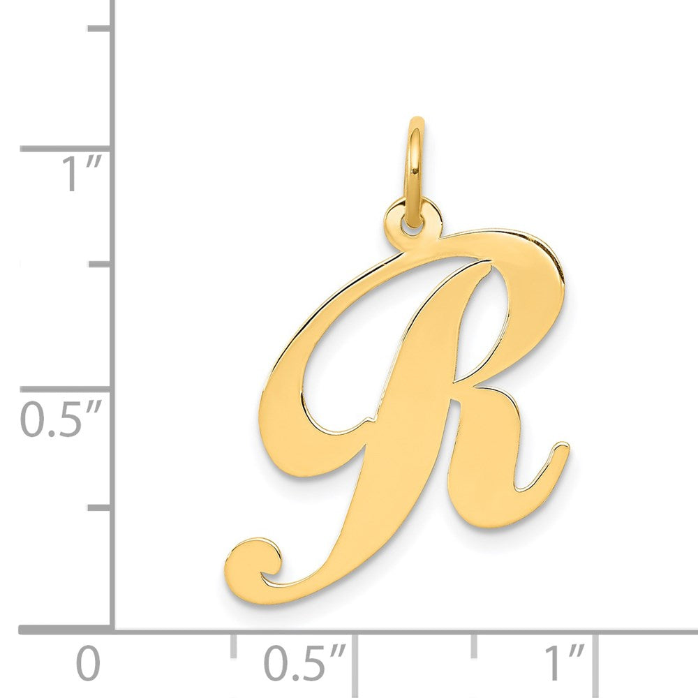 14k Large Fancy Script Letter R Initial Charm