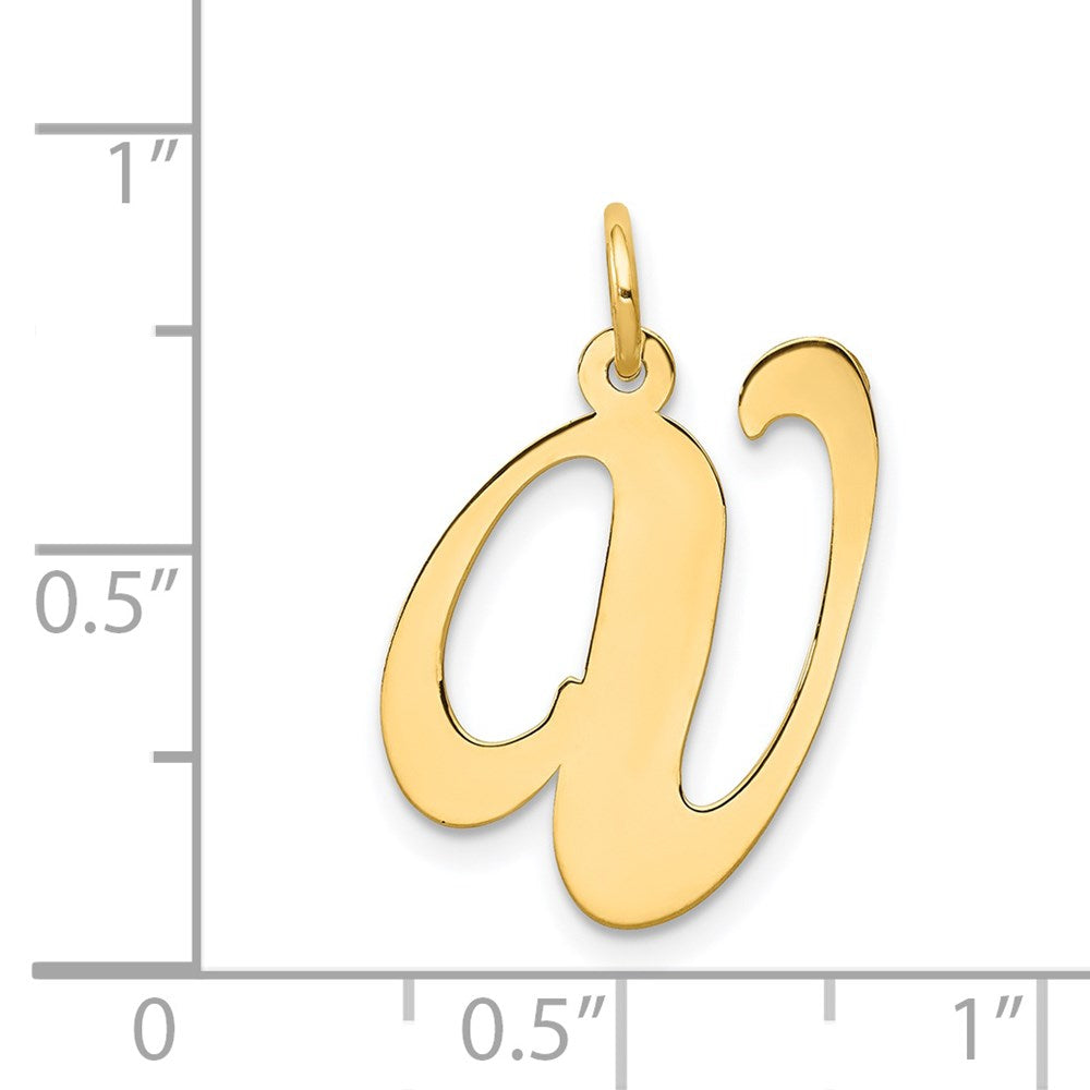 14k Large Fancy Script Letter V Initial Charm
