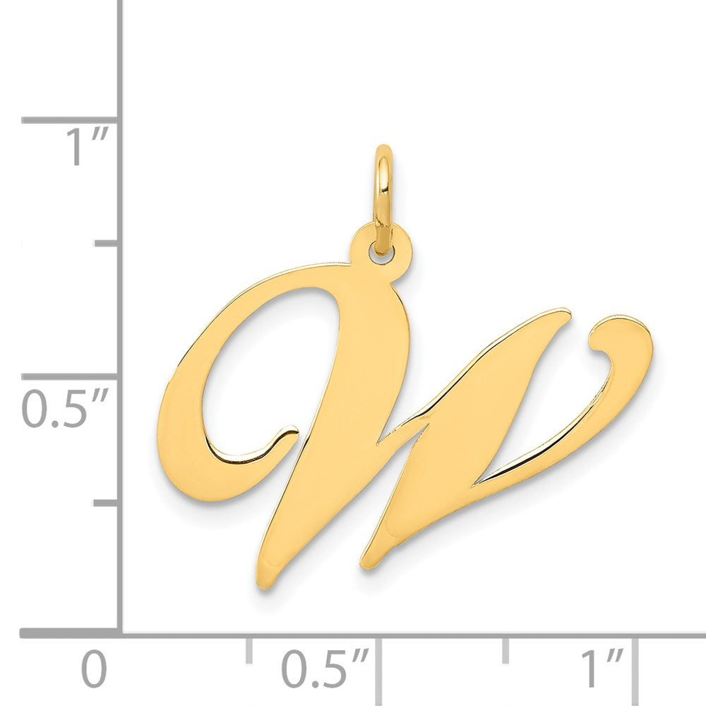 14k Large Fancy Script Letter W Initial Charm