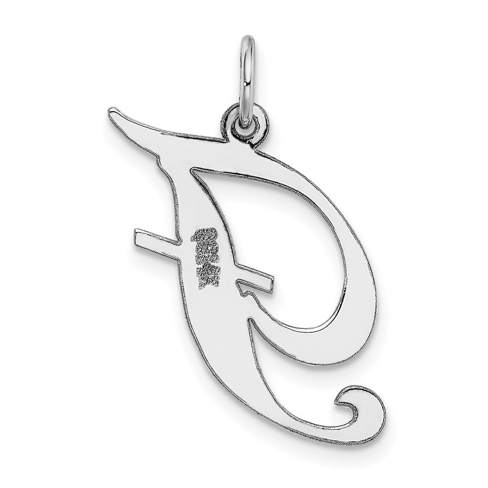 14k White Gold Large Fancy Script Letter F Initial Charm