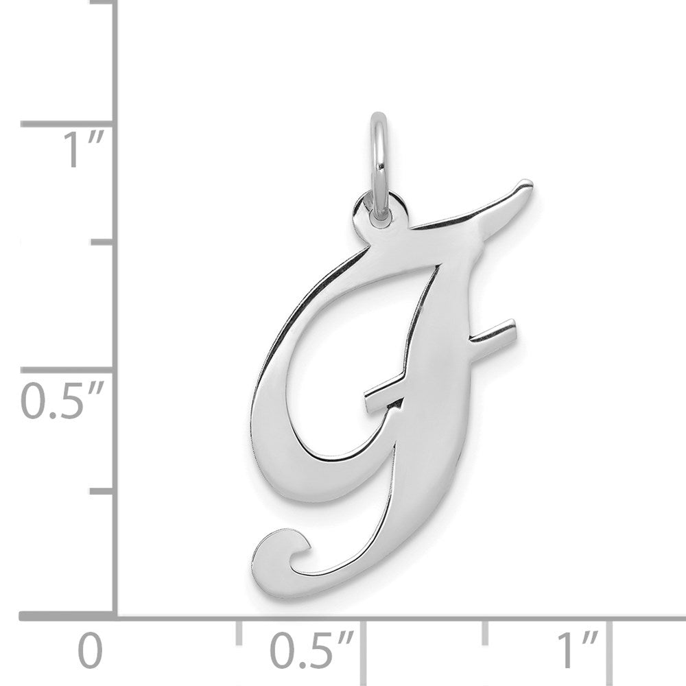 14k White Gold Large Fancy Script Letter F Initial Charm